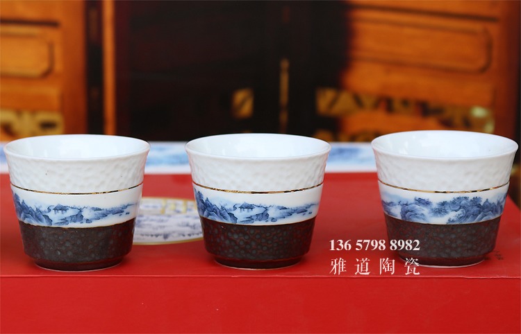 景德鎮山水蓋碗功夫青花瓷茶具套裝-茶杯