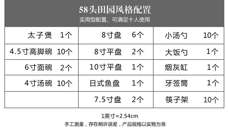 58頭描金高檔景德鎮骨瓷餐具（田園風光）